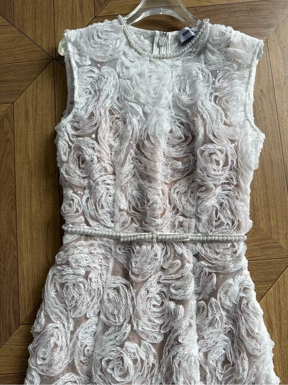 NWOT Self-Portrait White Tulle Lace Midi Dress - Picture 9 of 12